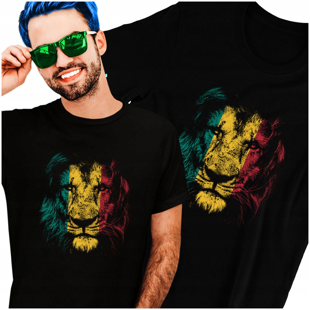

Lew Judy Reggae Rasta Koszulka Śmieszna L