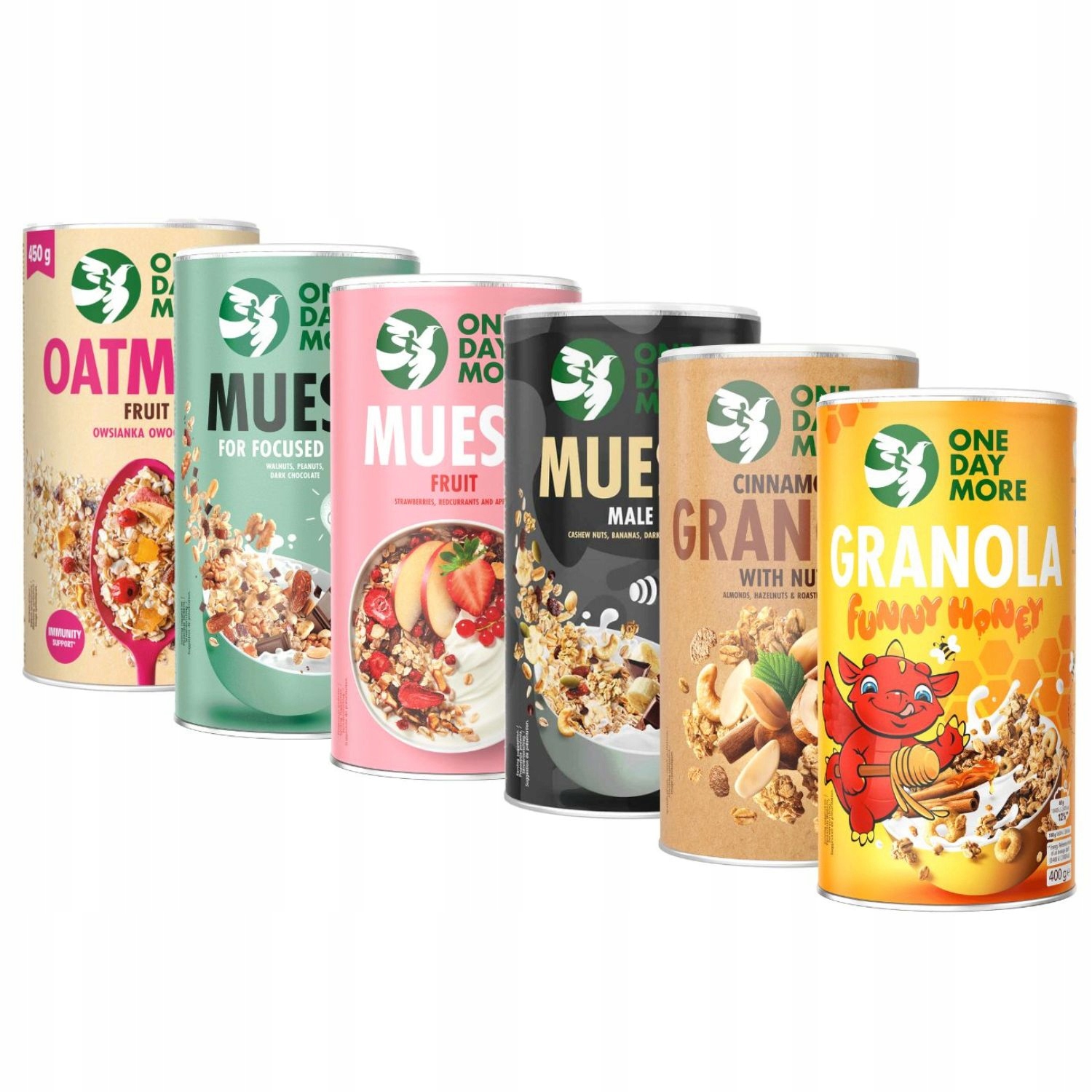 Zestaw 2,6 kg Zdrowe Śniadanie fit Musli Granola Owsianka białko OneDayMore