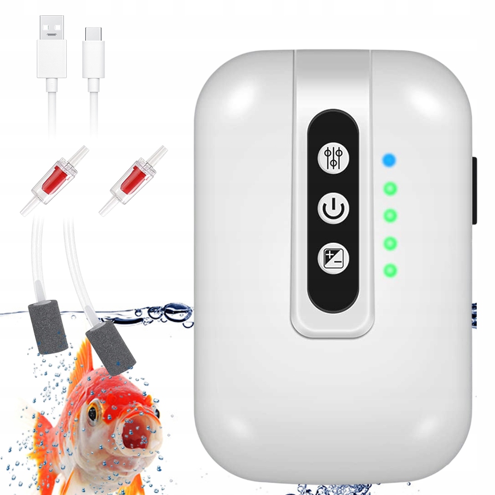 Levně Provzdušňovač Vzduchu Do Akvária Ultra Tichý Usb 2000 mAh 180 l/h