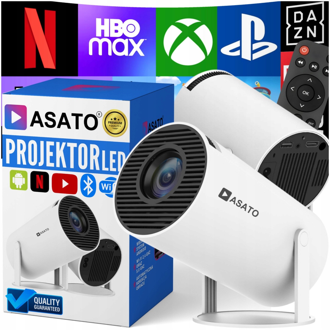 Projektor Android Tv WiFi Smart Bluetooth 5.0 Hdmi 4K Displej 150"