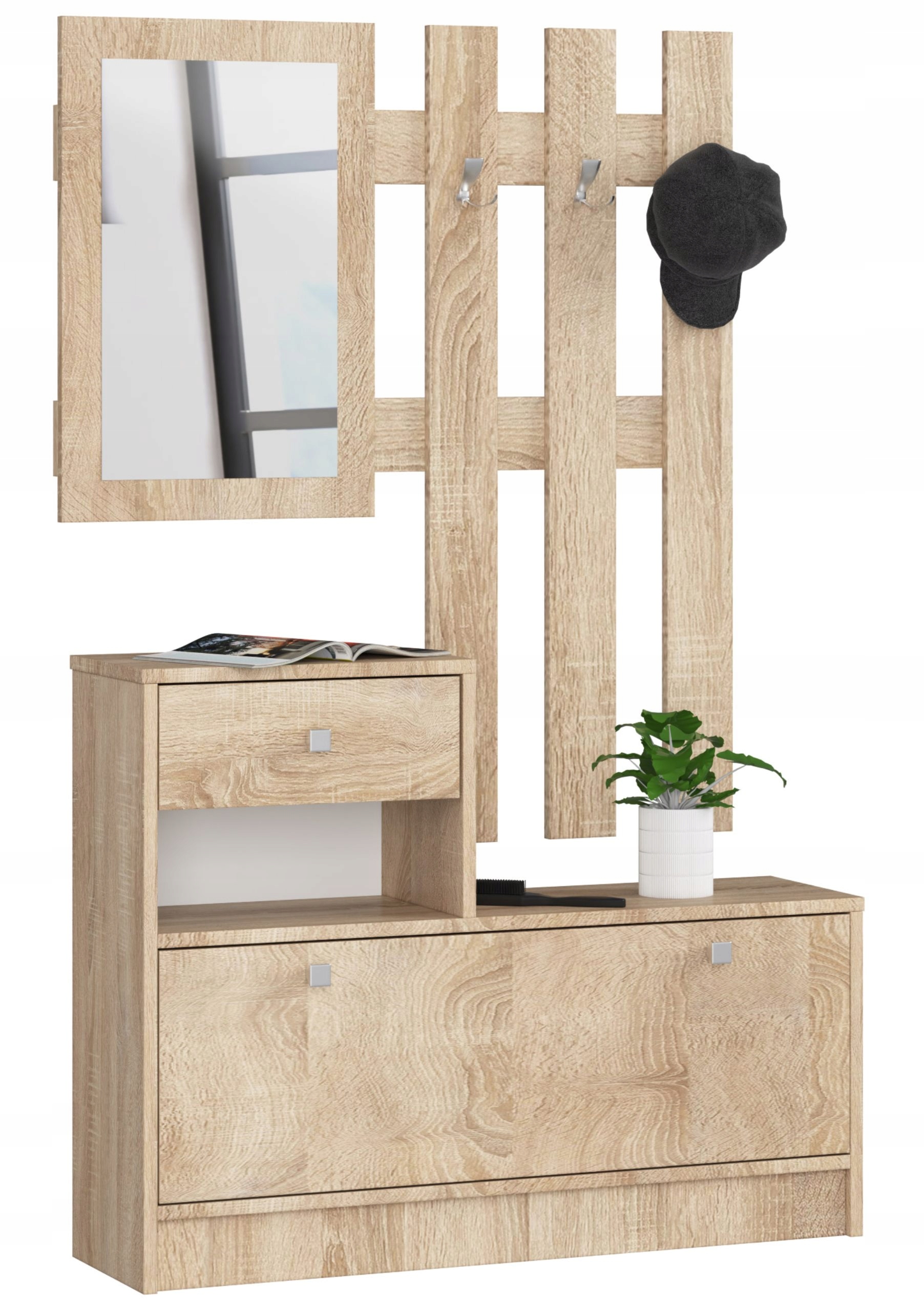 

Garderoba 90cm dąb sonoma szafka wieszak lustro
