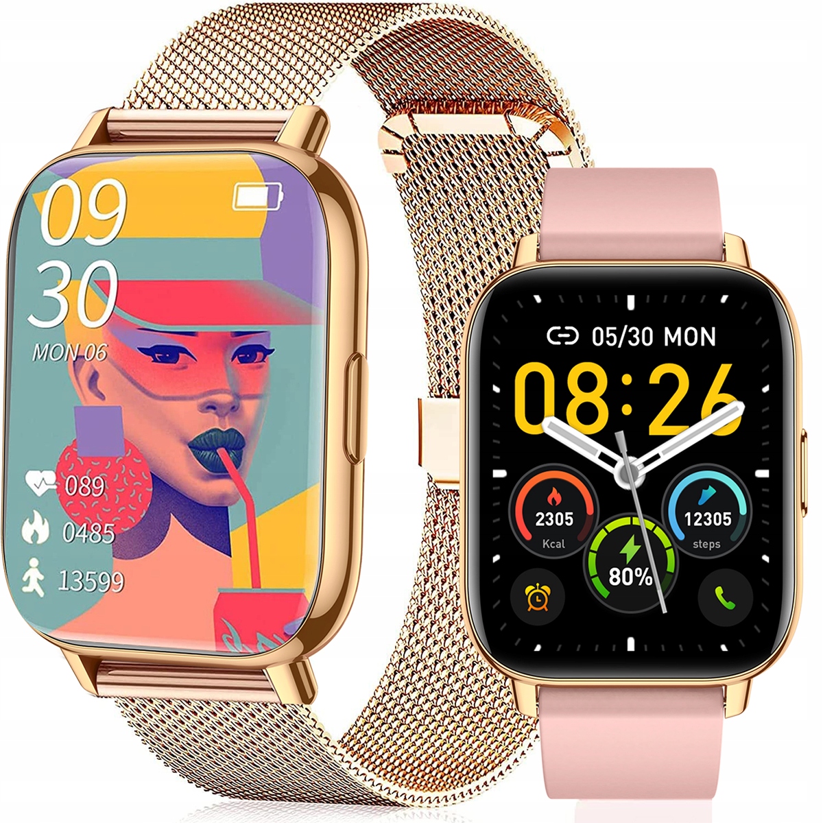 

Smartwatch Zegarek Damski Złoty Rozmowy Ciśnienie