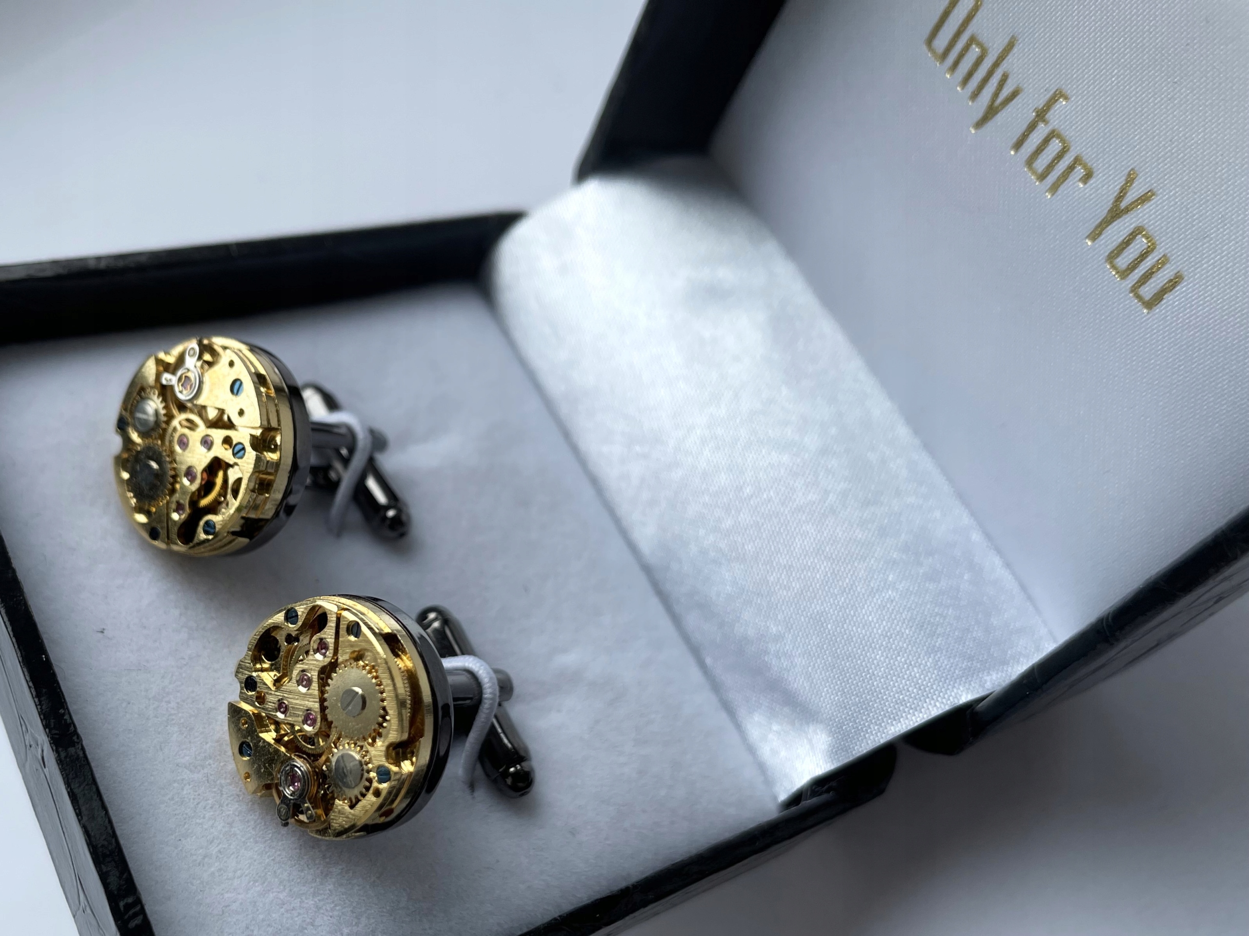 Zlaté manžetové knoflíčky Exc Hodinky Mechanismus hodinek Steampunk