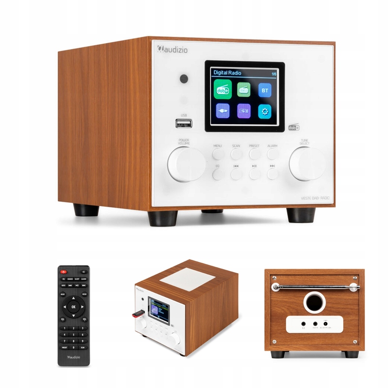 Radio Dab+ Fm z subwooferem białe do domu biura salonu kuchni sypialni