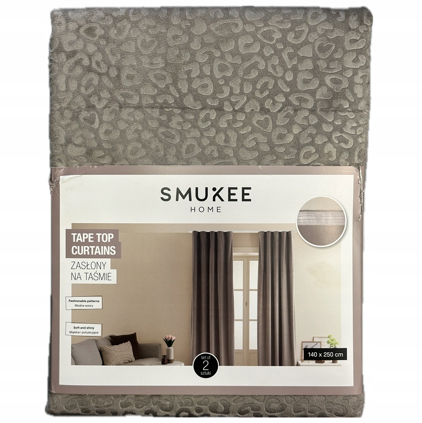 Smukee s leopardím vzorem s leopardím vzorem na pásce , lesklé hnědé, 140 x 250 cm, 2 kusy