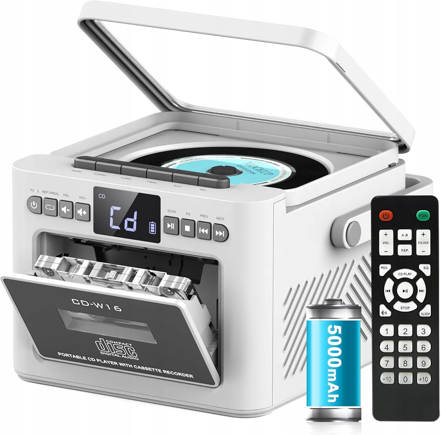 Boombox radiomagnetofon odtwarzacz CD radio Fm Bluetooth Usb Aux 5000mAh