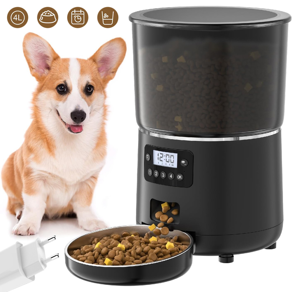 Inteligentní Velký Dávkovač Krmiva Pro Kočky Psy Automatický 4L