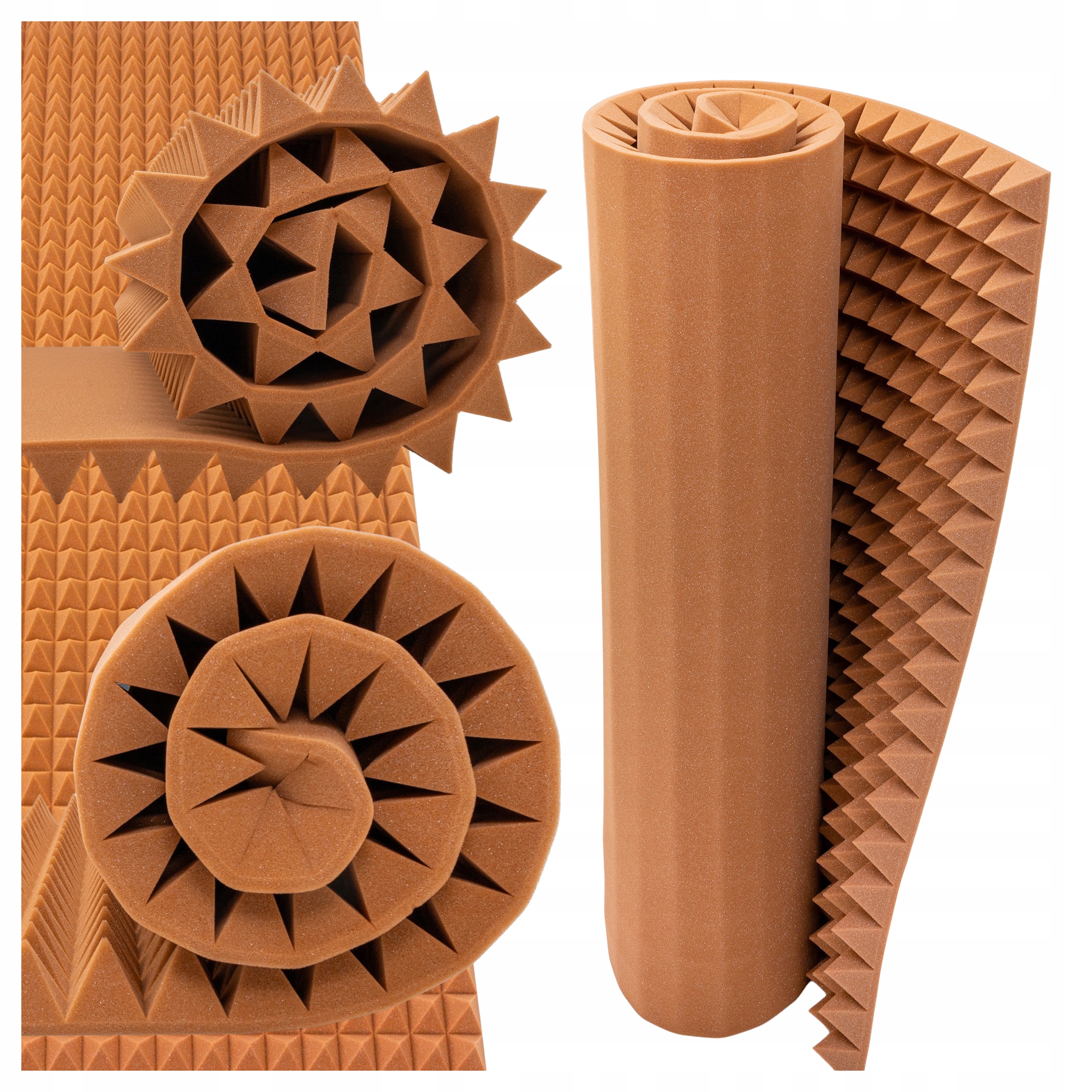 Nástěnný akustický panel Pyramida hnědá, ztlumení stěny ve zkušebně