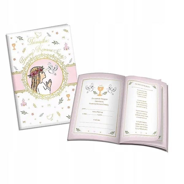 KSIĄŻECZKA A5 PAMIĄTKA KOMUNIJNA RÓŻOWA