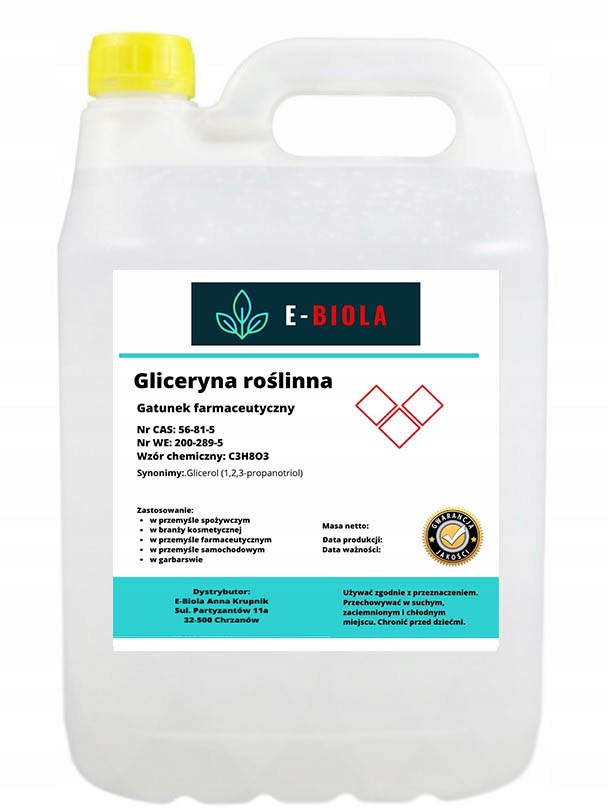 Gliceryna roślinna farmaceutyczna pszczelarstwo Warroza 6,5 kg