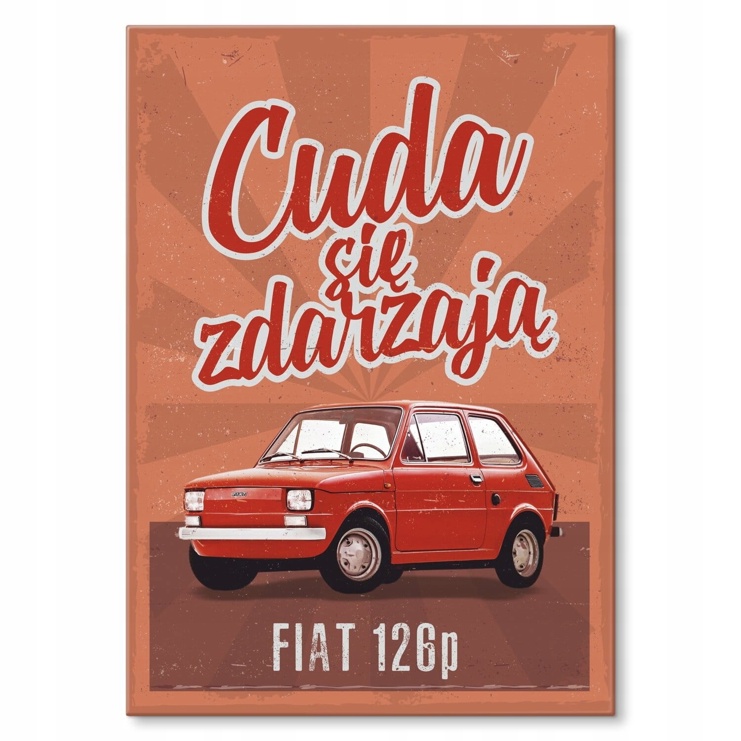 Kovový Plech Velký Dárek Do Garáže Pokojové Dílny Auto Fiat 126p Prl