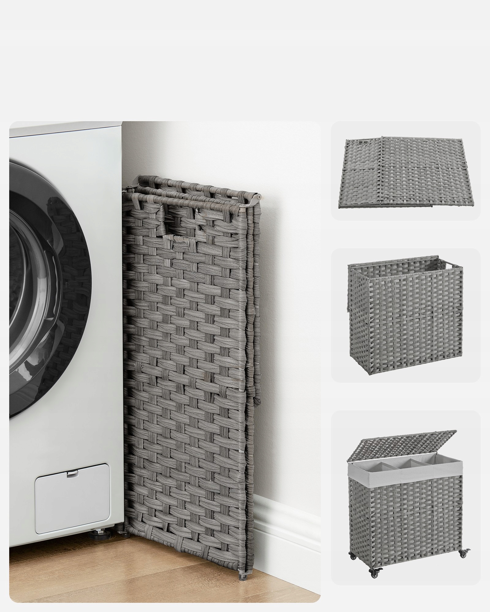 Kosz wolnostojący na pranie BEZ WORKA W ZESTAWIE Songmics LCB363G01 J3 Pojemność 140 l