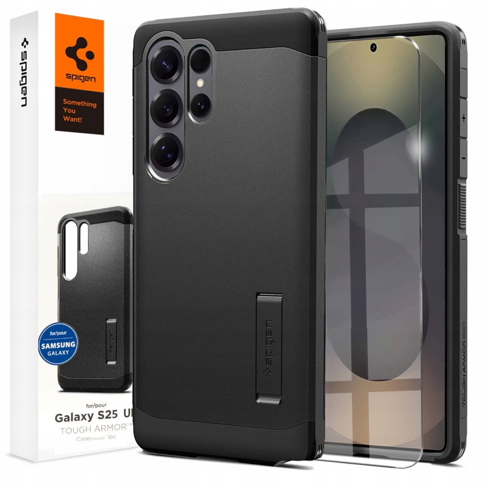 Pouzdro Spigen Tough Armor pro MagSafe pro Galaxy S25 Ultra, Pancéřové Sklo 9H
