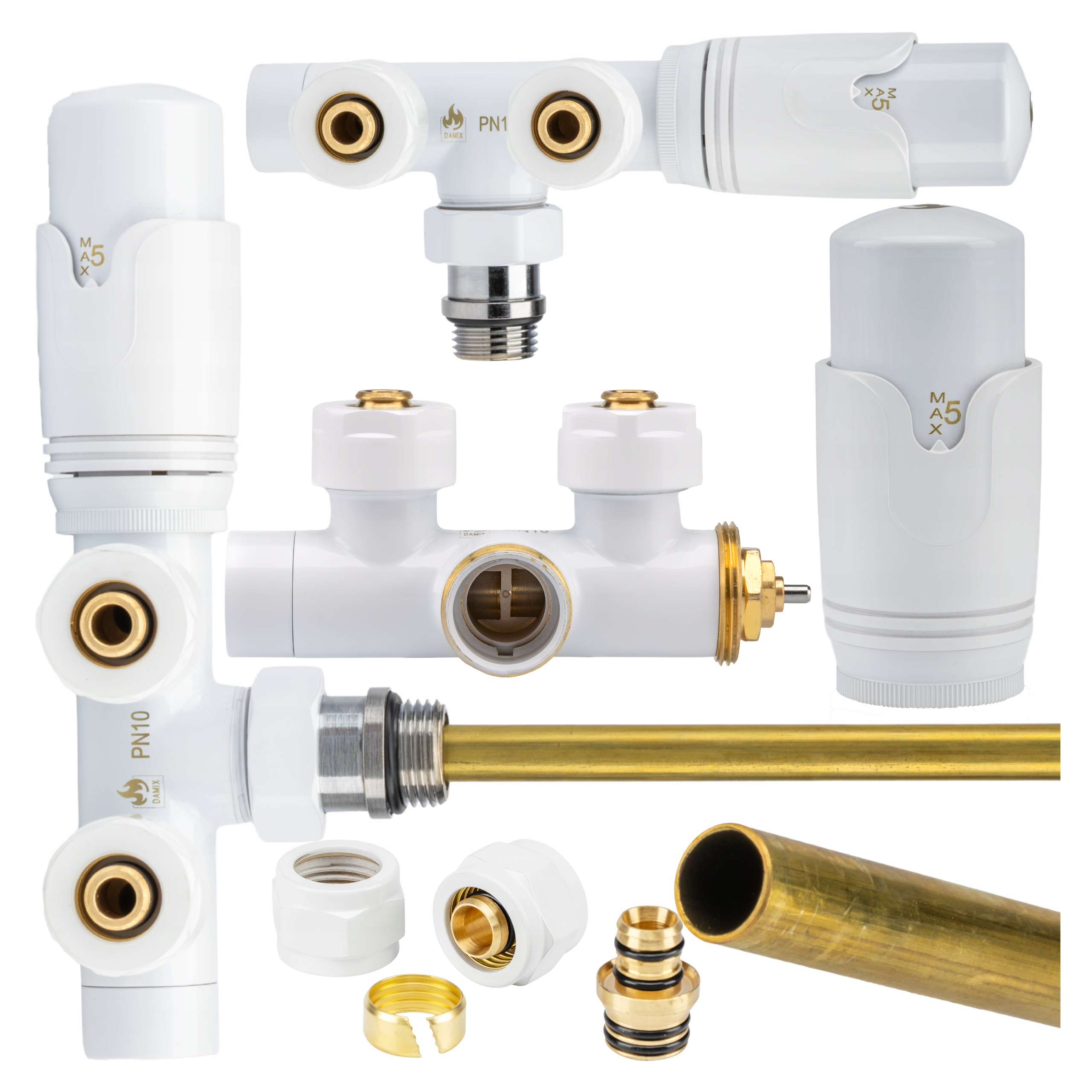 Sestava Pro Připojení Koupelnového Radiátoru Bílá S Univerzální Trubkou