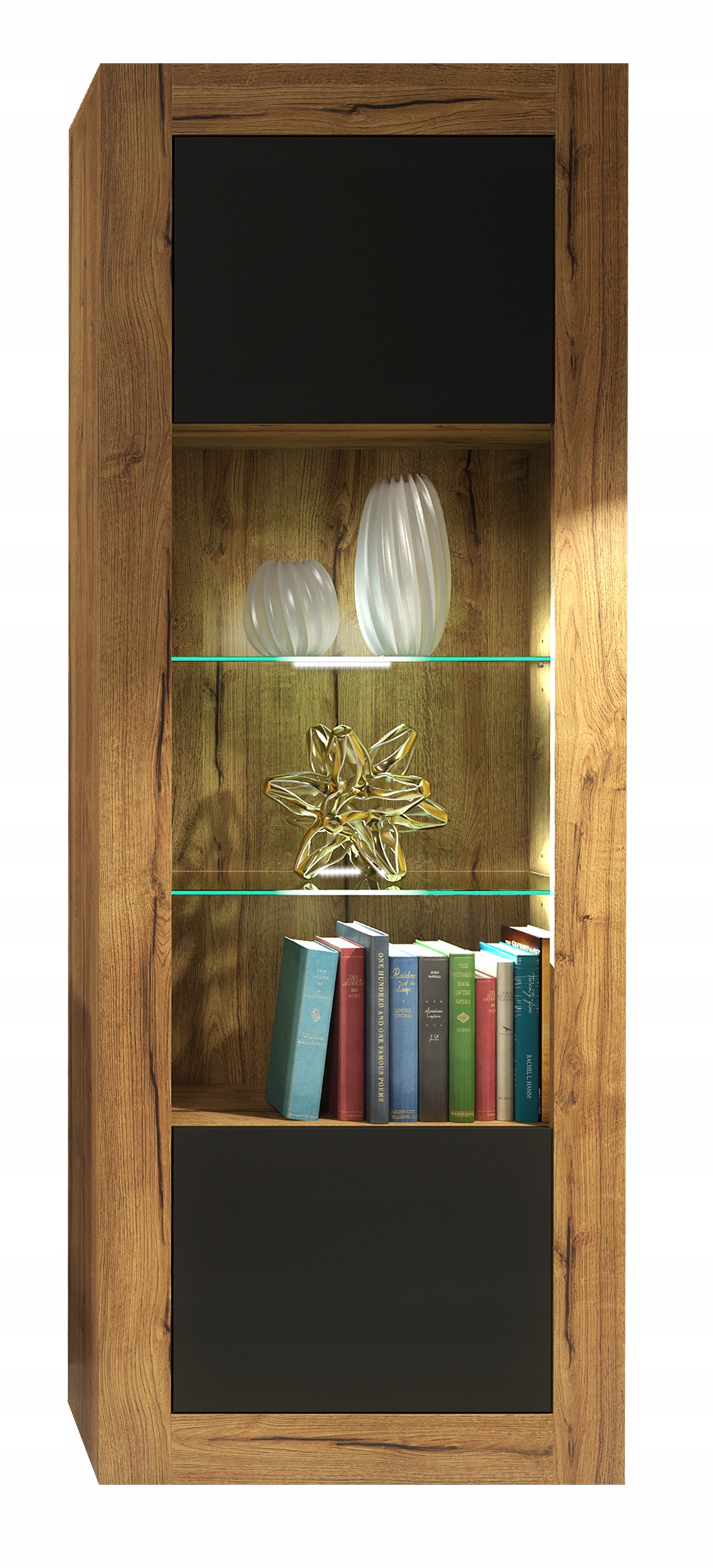 

Witryna Szafka Słupek Loft Retro Dąb/czarny E110