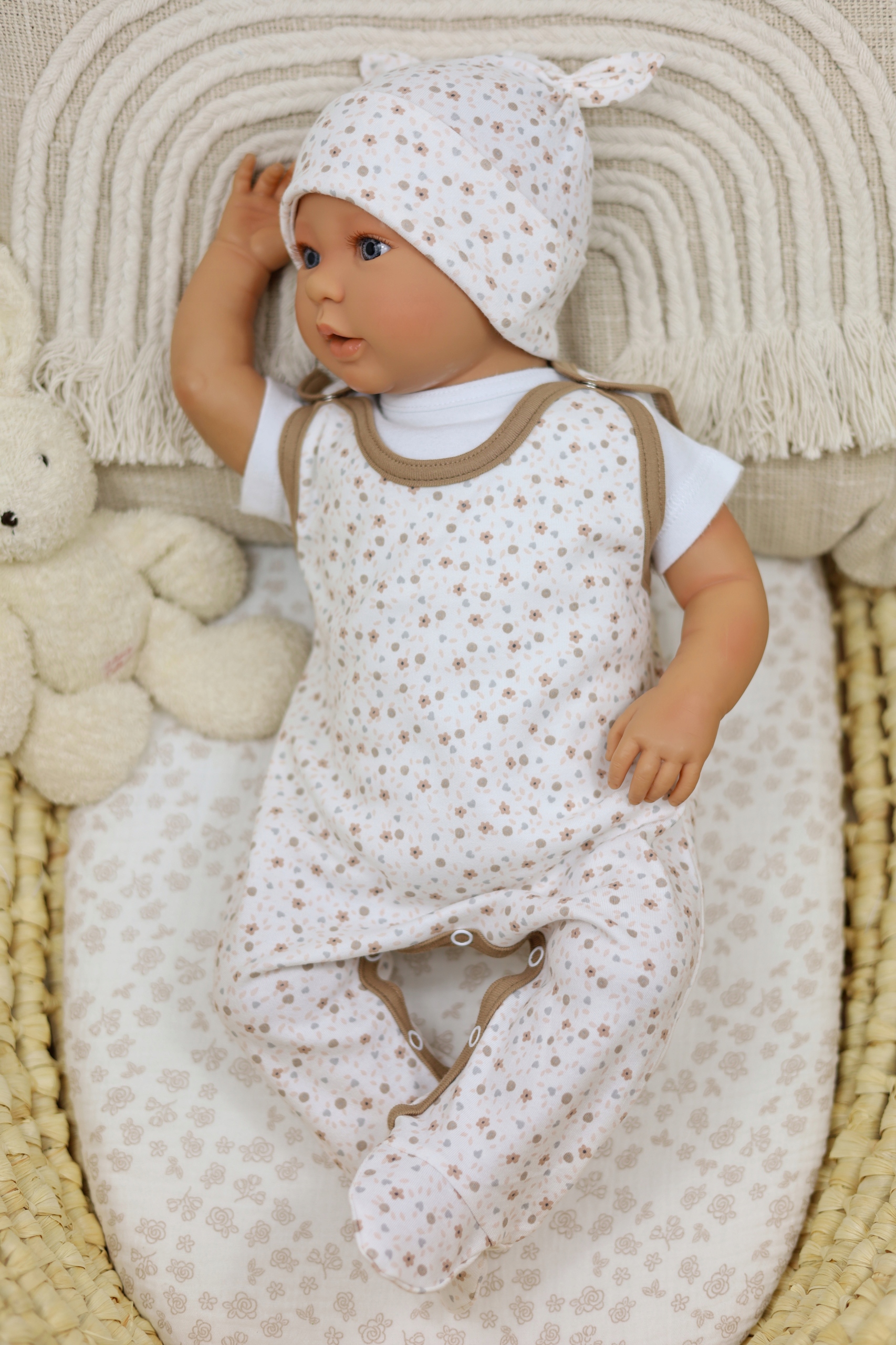 ŚPIOCHY NIEMOWLĘCE ŚPIOSZKI BAWEŁNIANE ROZPINANE r.74 VINTAGE FLOWERS /41/ Rozmiar (new) 74 (69 - 74 cm)