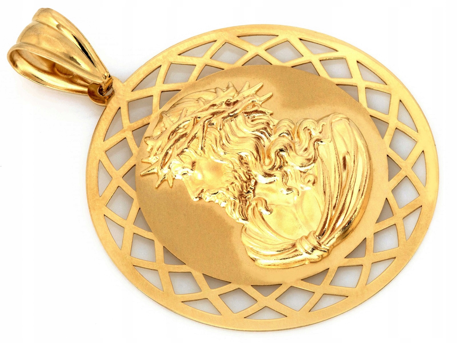 Zlatý medailonek kulatý s Ježíškem v trnové koruně 585 14k, váha 3.13 g