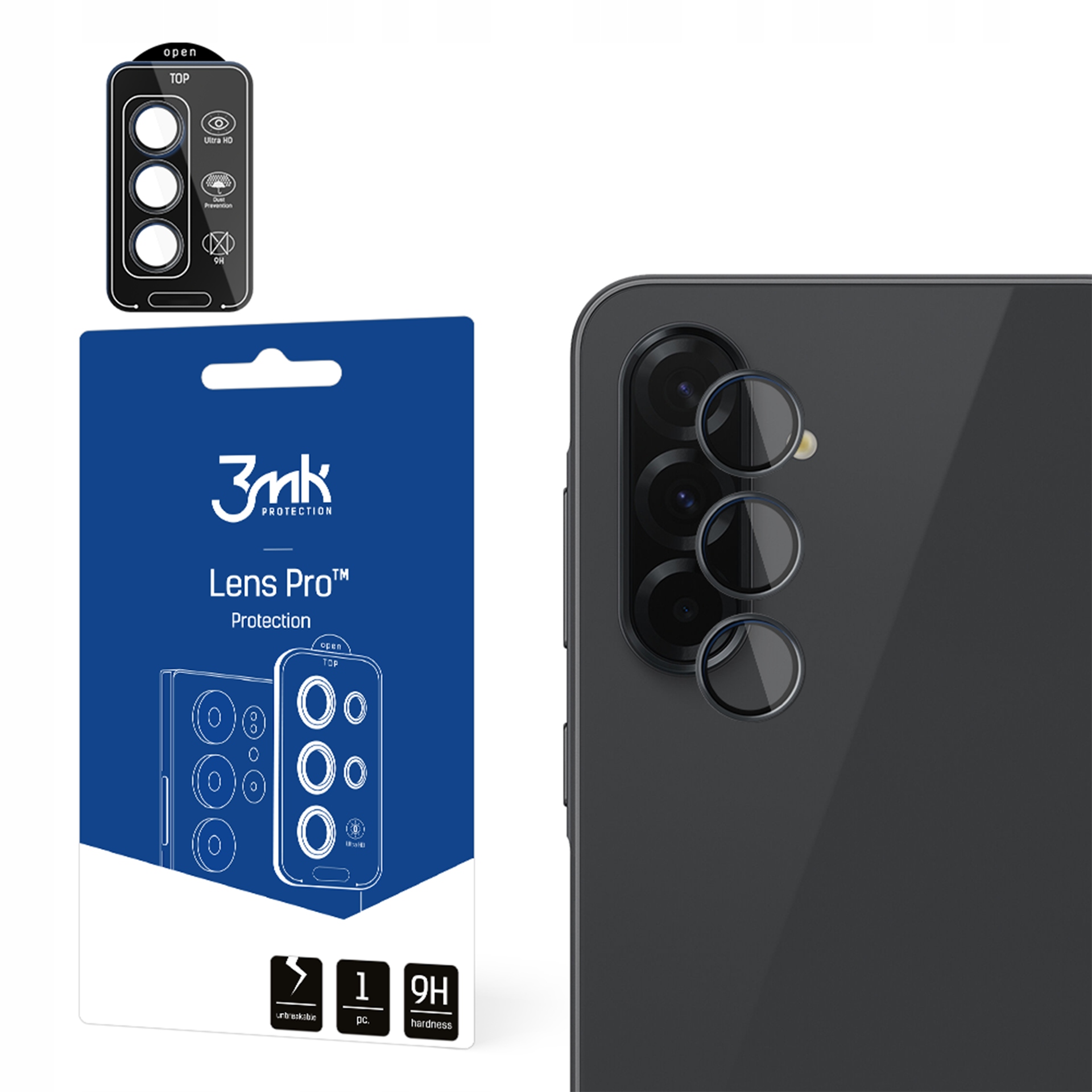 Szkło hybrydowe 3mk Lens Protection Pro Black do obiektywu aparatu na A37