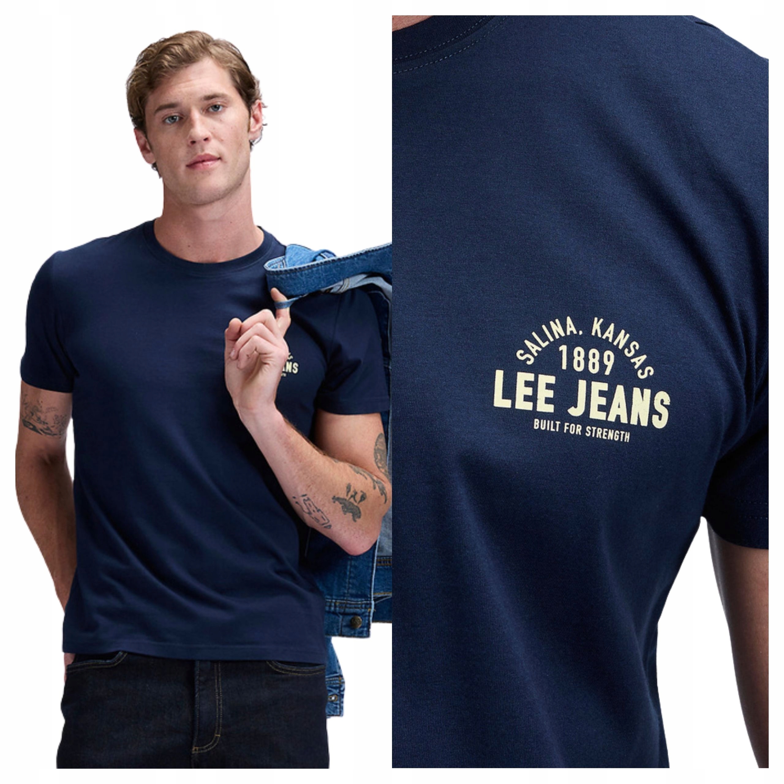 Tričko Pánské Lee Small Logo Tee Tmavě modré Krátký rukáv XL