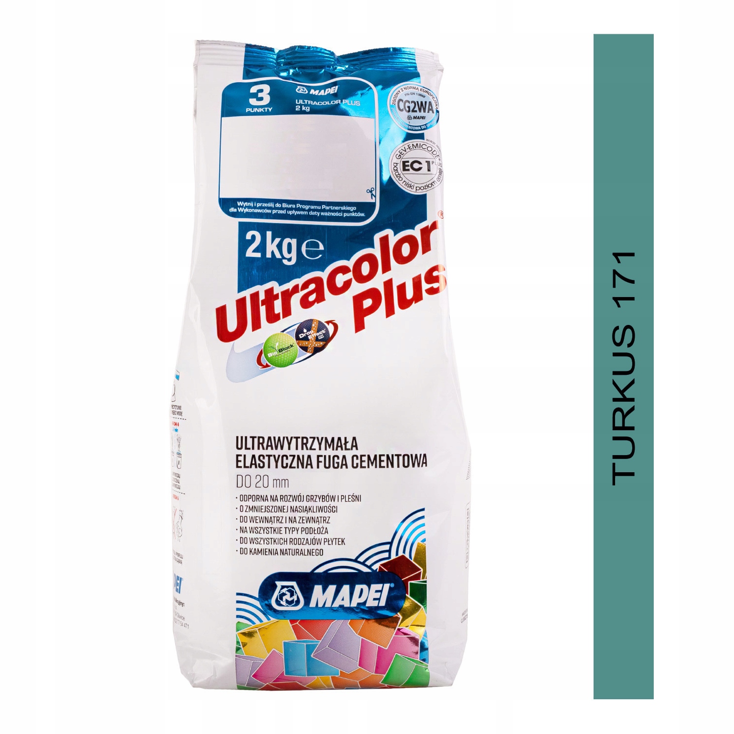 

Fuga Mapei Ultracolor Plus 2 kg turkus 171