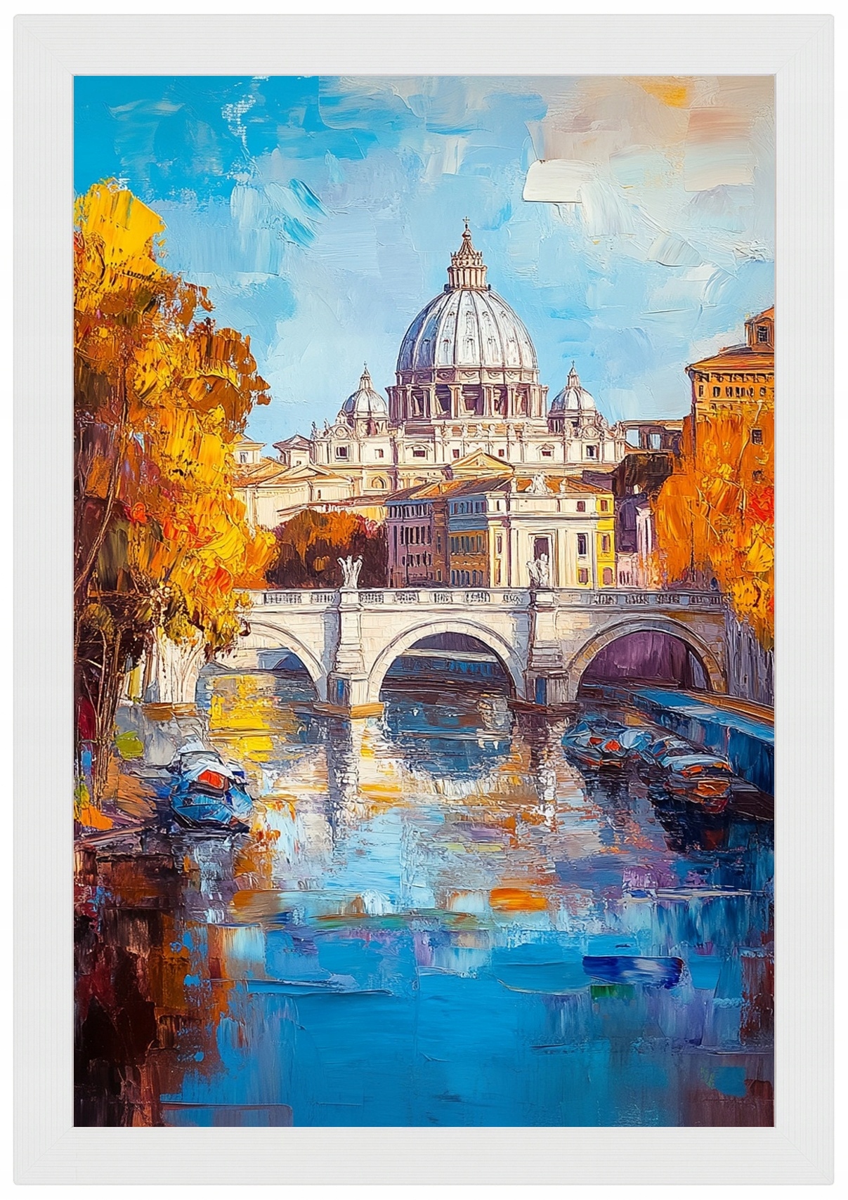 Rámeček Dřevěný Město Plakát Vatikán Bazilika Tibera Podzim 40x60