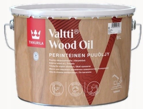 Olej na drevo terasy fasády plotyTikkurila Valtti Wood Oil 9L bezfarebný