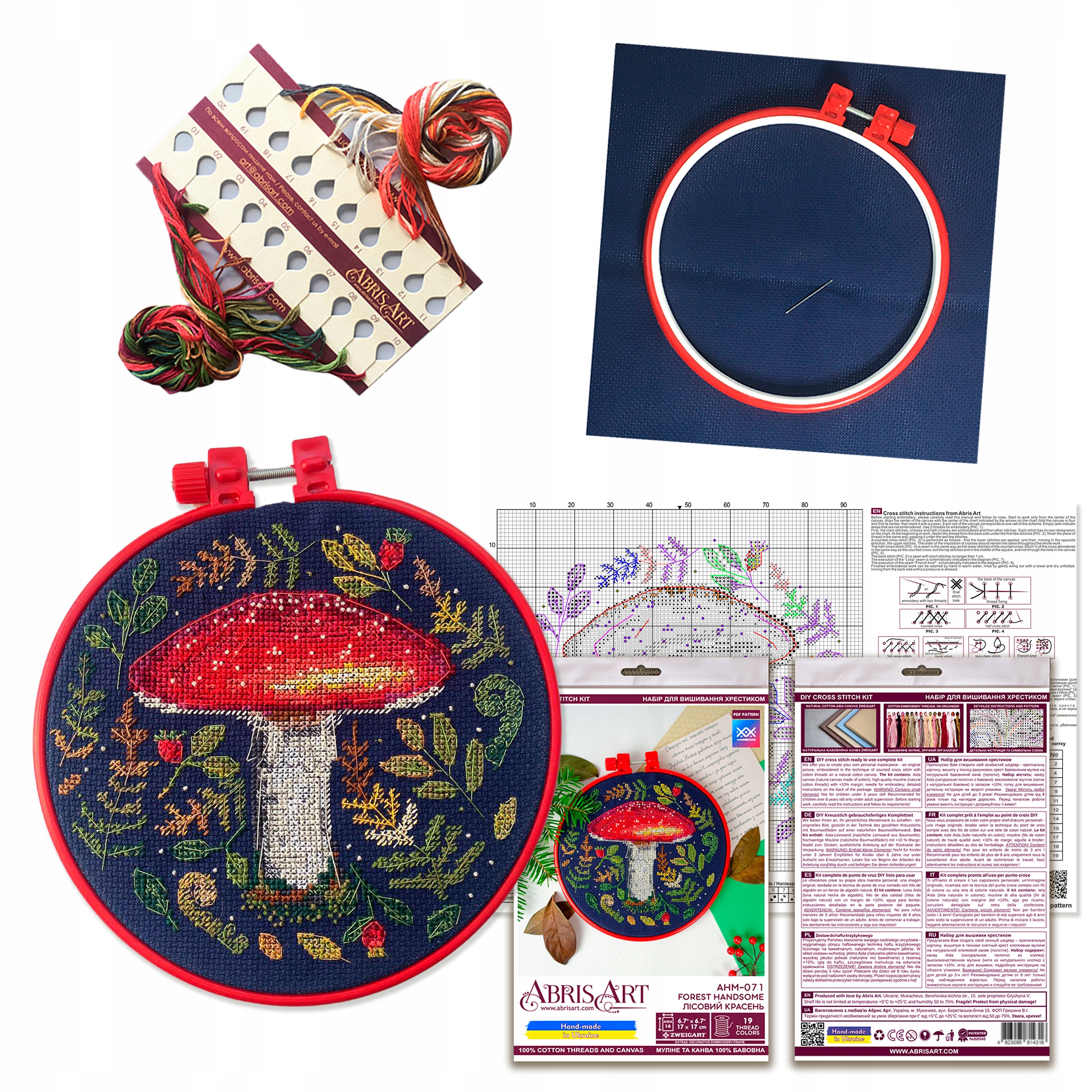 Souprava pro vyšívání křížkem 170x170 mm Tambour Mulina Mushroom