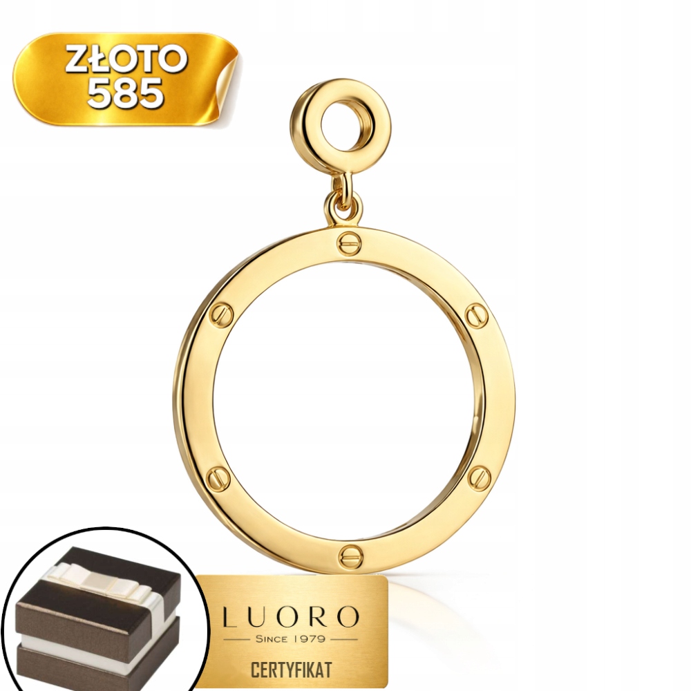 Zlatý Přívěsek 585 14K Kolečko S Ozdobou 3,5 CM Elegantní A Prestižní