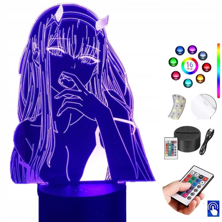 Lampka Nocna Zero Two Anime 16 kolorów LED PLEXIDO