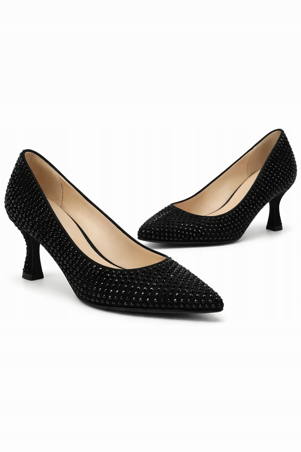 Semišové Lodičky S Černými Cvočky Na Podpatku 39 I4A