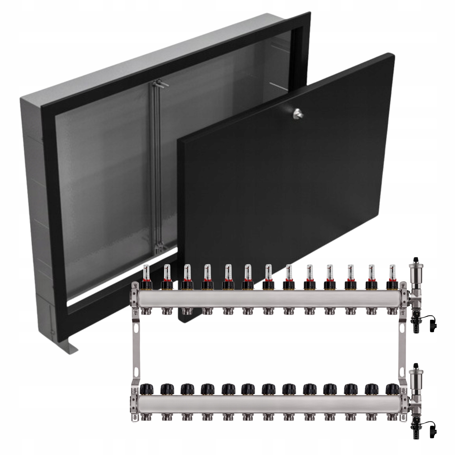 Nerezový Rozdělovač Podlahových Krytin 11+ Podomítková Skříňka Černá