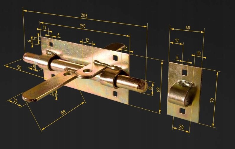 ZASUWA DWUSTRONNA DRZWIOWA BRAMOWA 150 OCYNK ŚRUBY Kod producenta zasdwustrz150lotasrubya