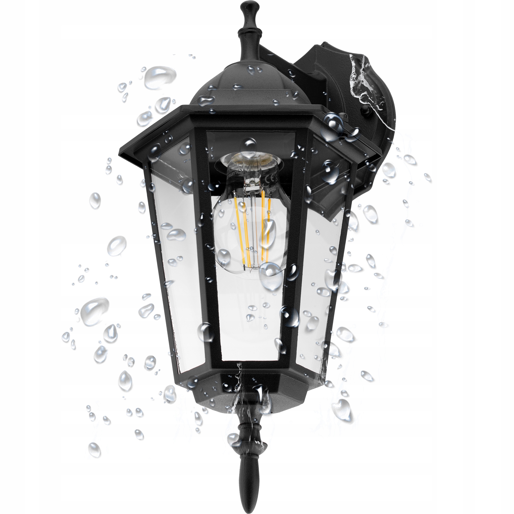 Kinkiet Ogrodowy Lampa Elewacyjna Zewnętrzna LATARNIA ŚCIENNA E27 LED Moc źródła światła 12 W