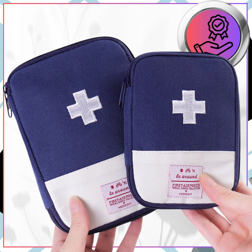 Apteczka Turystyczna Pierwszej Pomocy Zestaw 3szt Podróżna Leki Niebieska Stan opakowania oryginalne