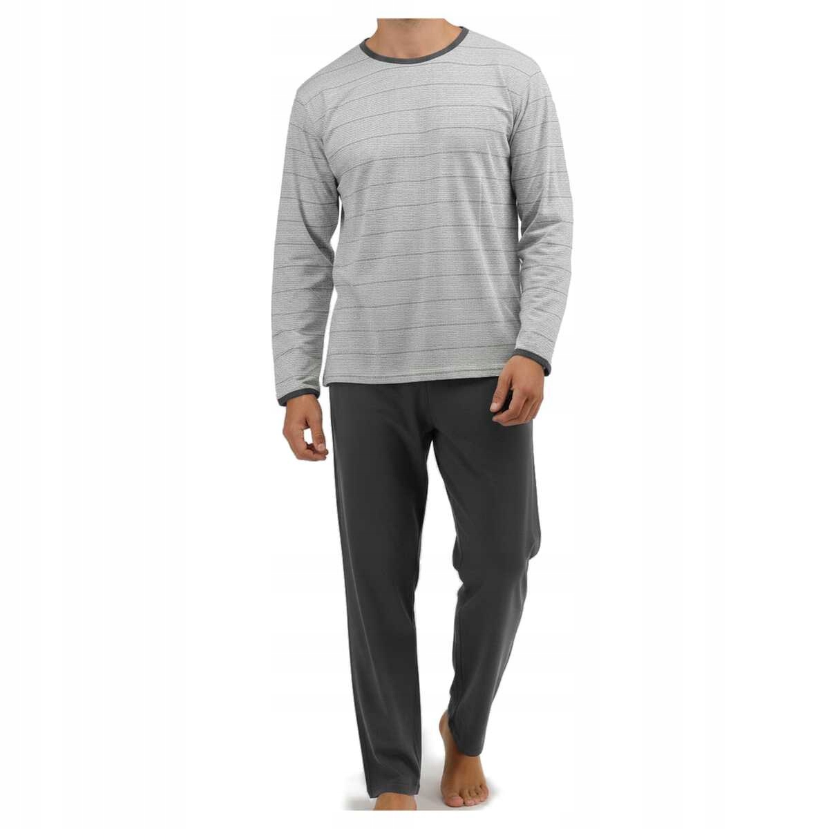 Cornette pánské pyžamo bavlna dlouhý rukáv 138 šedý grafit 2XL