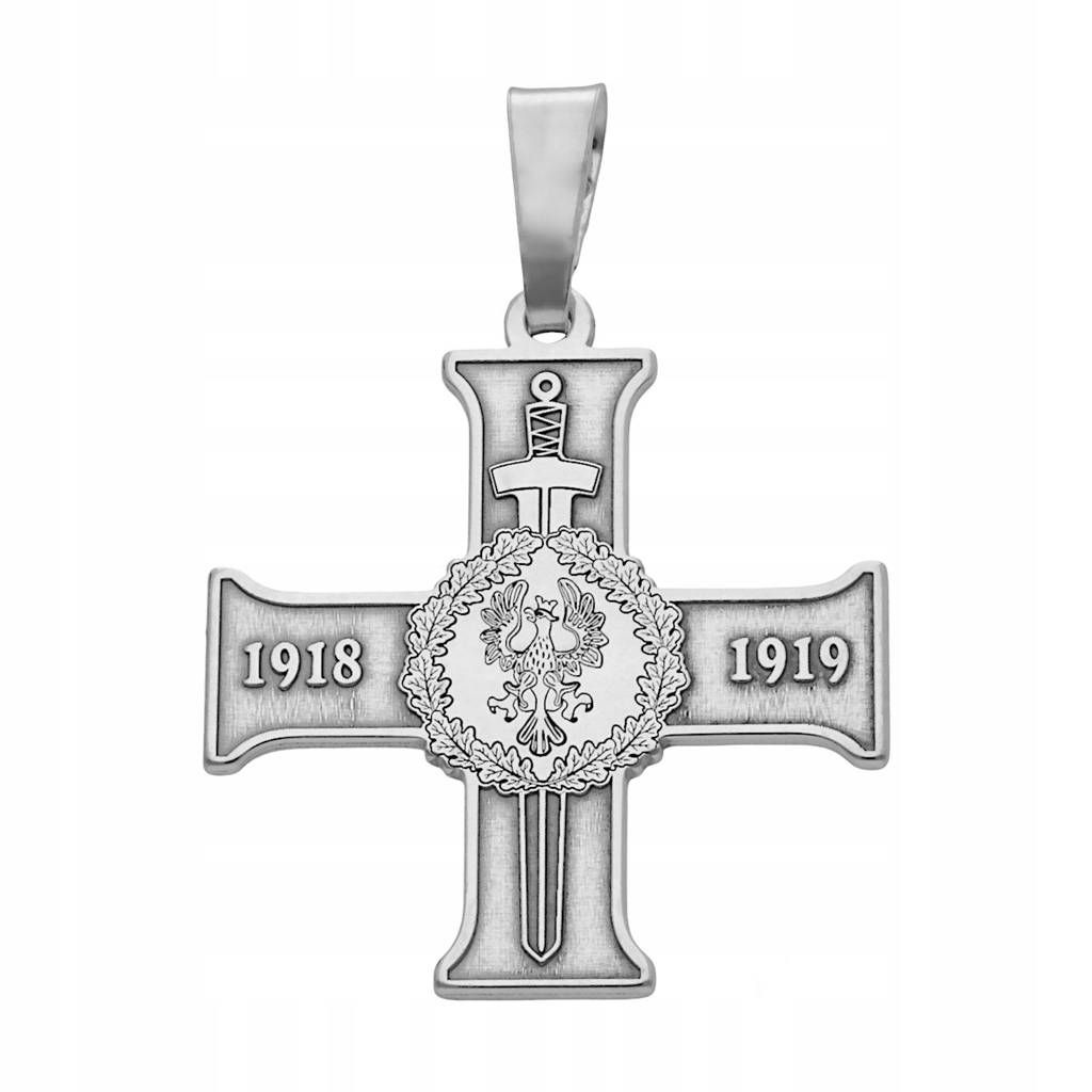 Stříbrný křížek Ag 925 rhodiovaný Patriotický s orlem KC024RM