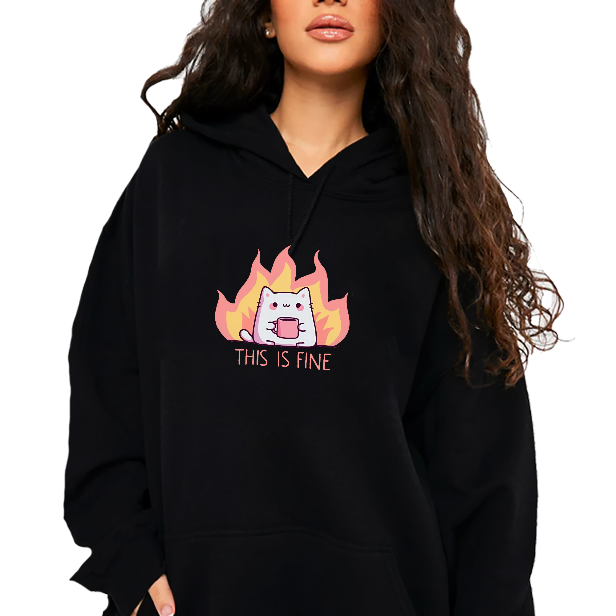Mikina S Kapucí Módní Tik Tok This Is Fine M