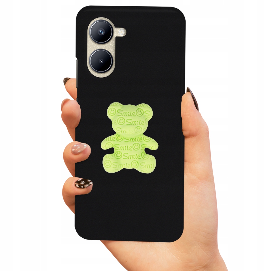 Matné Čierne Puzdro Pre Realme C33 Zelený Medvedík