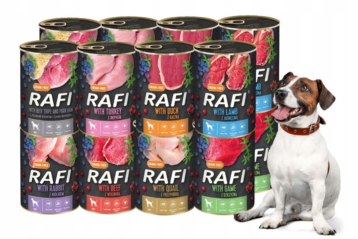 Levně Rafi vlhké krmivo mix chutí 16x400g Bez Obilí Dolina Noteci