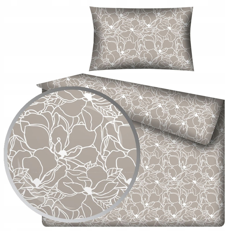 

Pościel bawełniana beżowa w białe malwy 90x120 cm