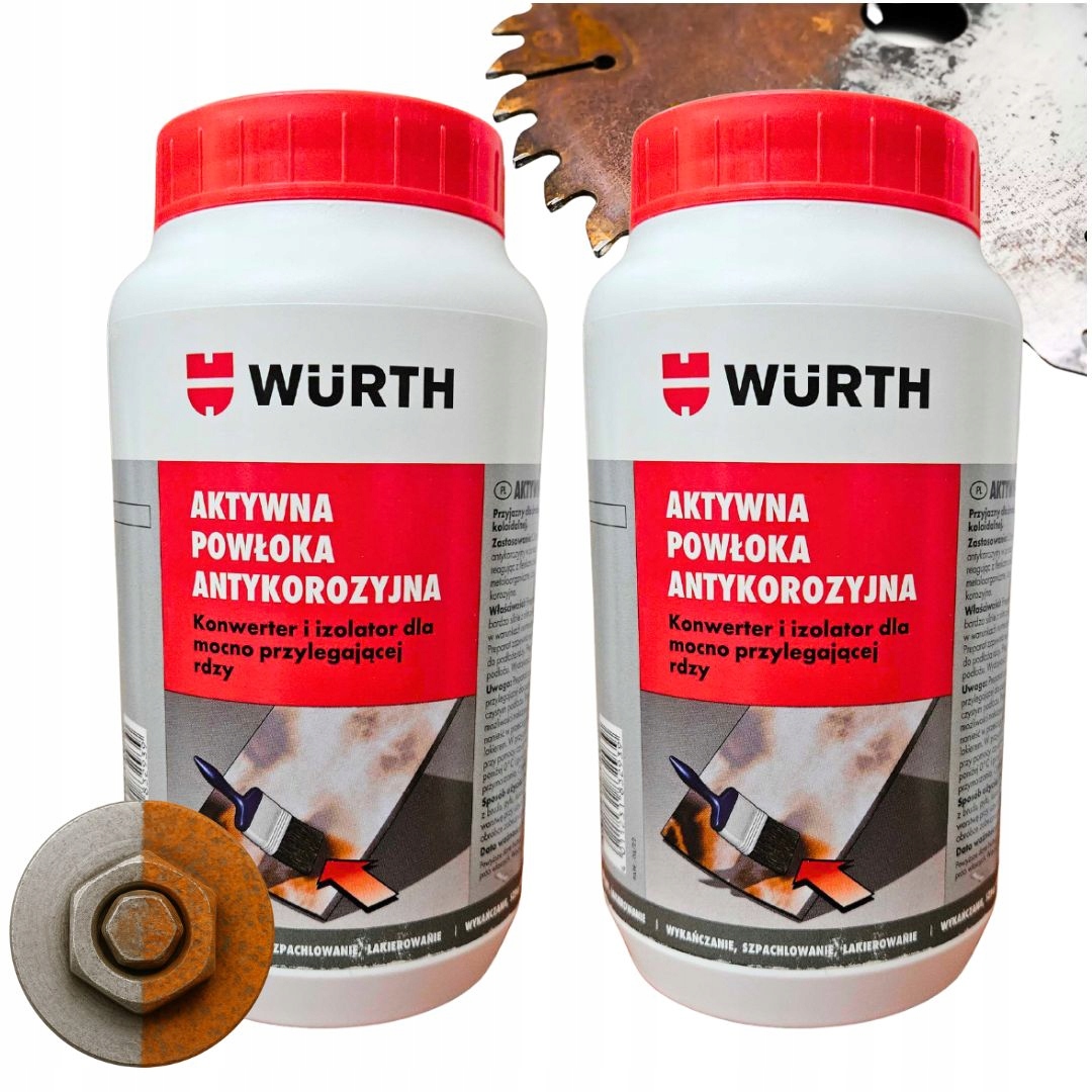 Odhrdzovač Aktívna Antikorózna Povrchová Úprava Na Hrdzu Wurth 1L Sada 2 Kusov