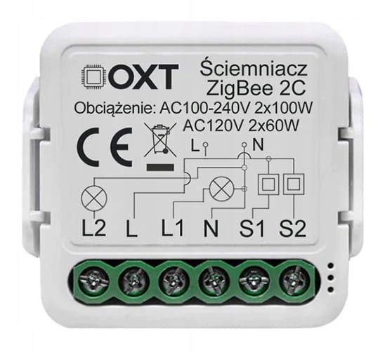 

Moduł Oxt mini ściemniacz 2 obwody ZigBee Tuya