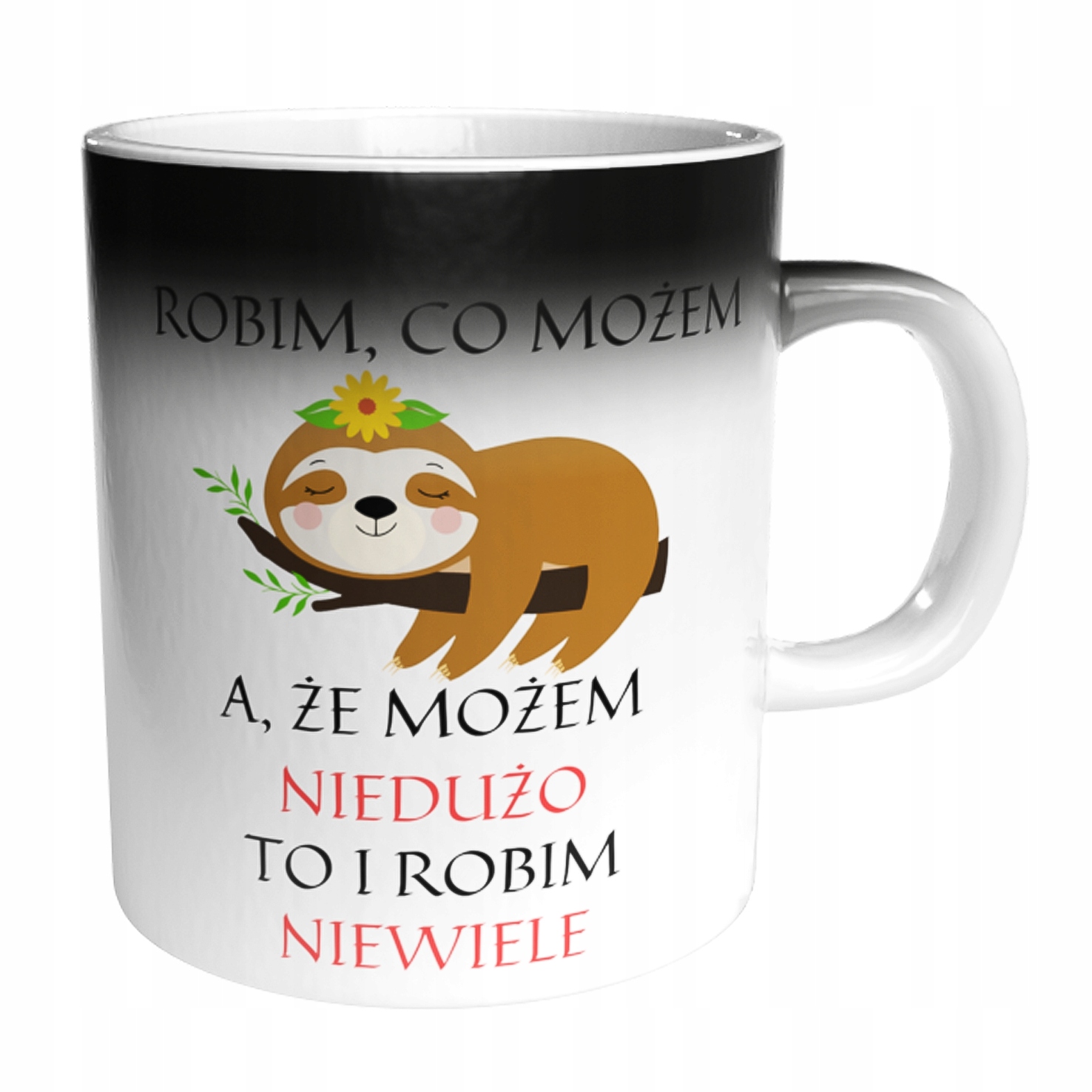 MAGICZNY ŚMIESZNY KUBEK DO PRACY LENIWIEC KAWA