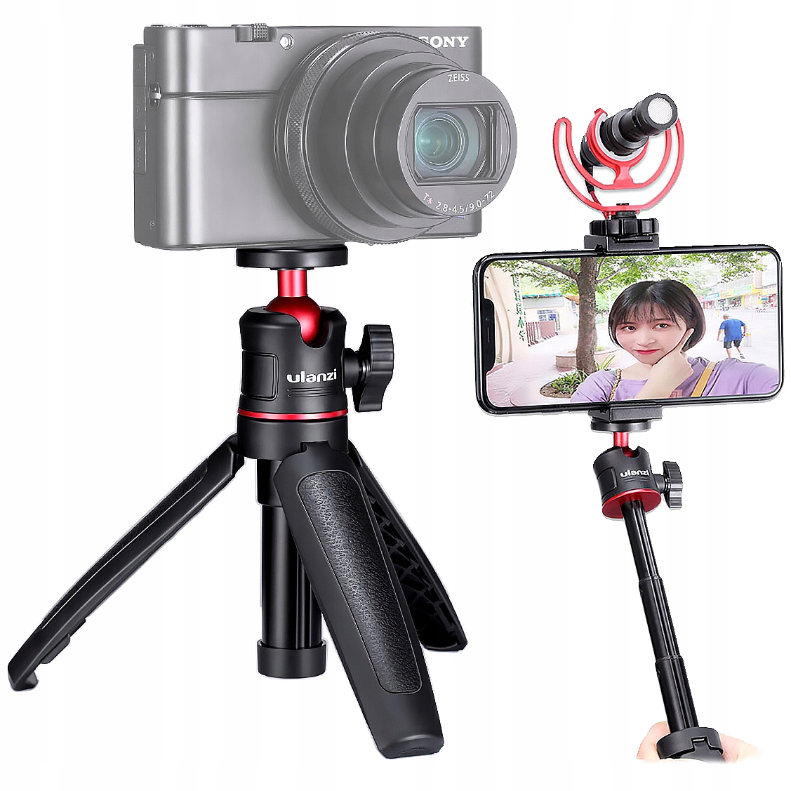 Mini Statyw Stołowy z głowicą 3D MONOPOD ULANZI MT-08 czarny do Gimbala