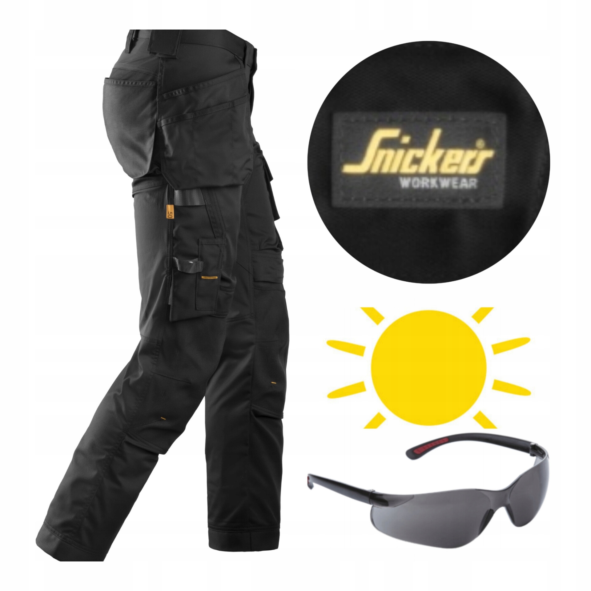 Pracovní kalhoty Snickers Stretch AllroundWork 6241 Černé brýle 58