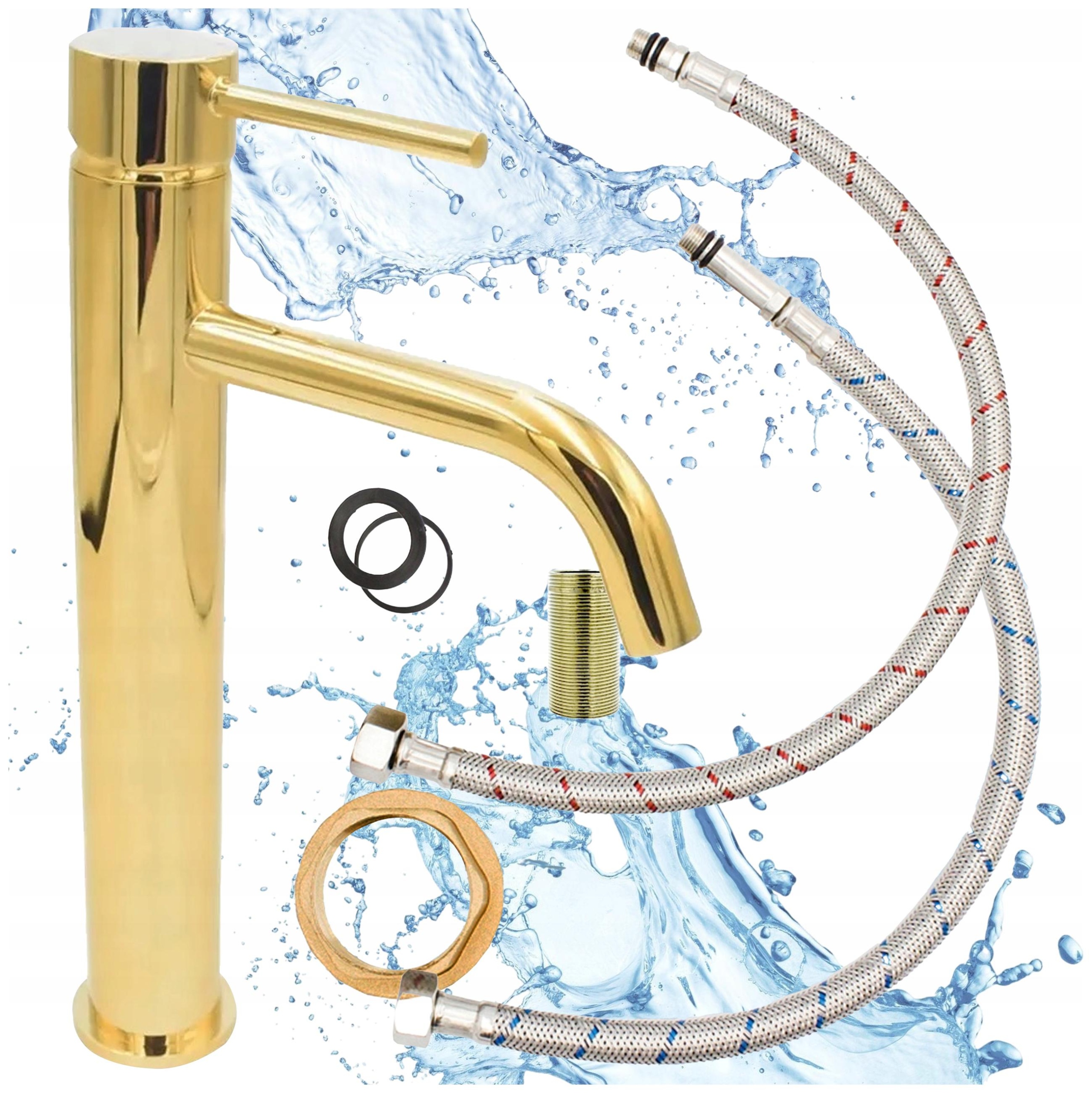 Kúpeľňová Umývadlová Batéria Vysoká Keramická Zlatá Kivo