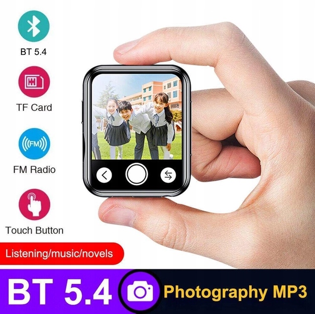 Benjie R1 Odtwarzacz MP3 Bluetooth 5.4 Hi-Fi 64Gb z kamerą wideo Wbudowana pamięć 64 GB