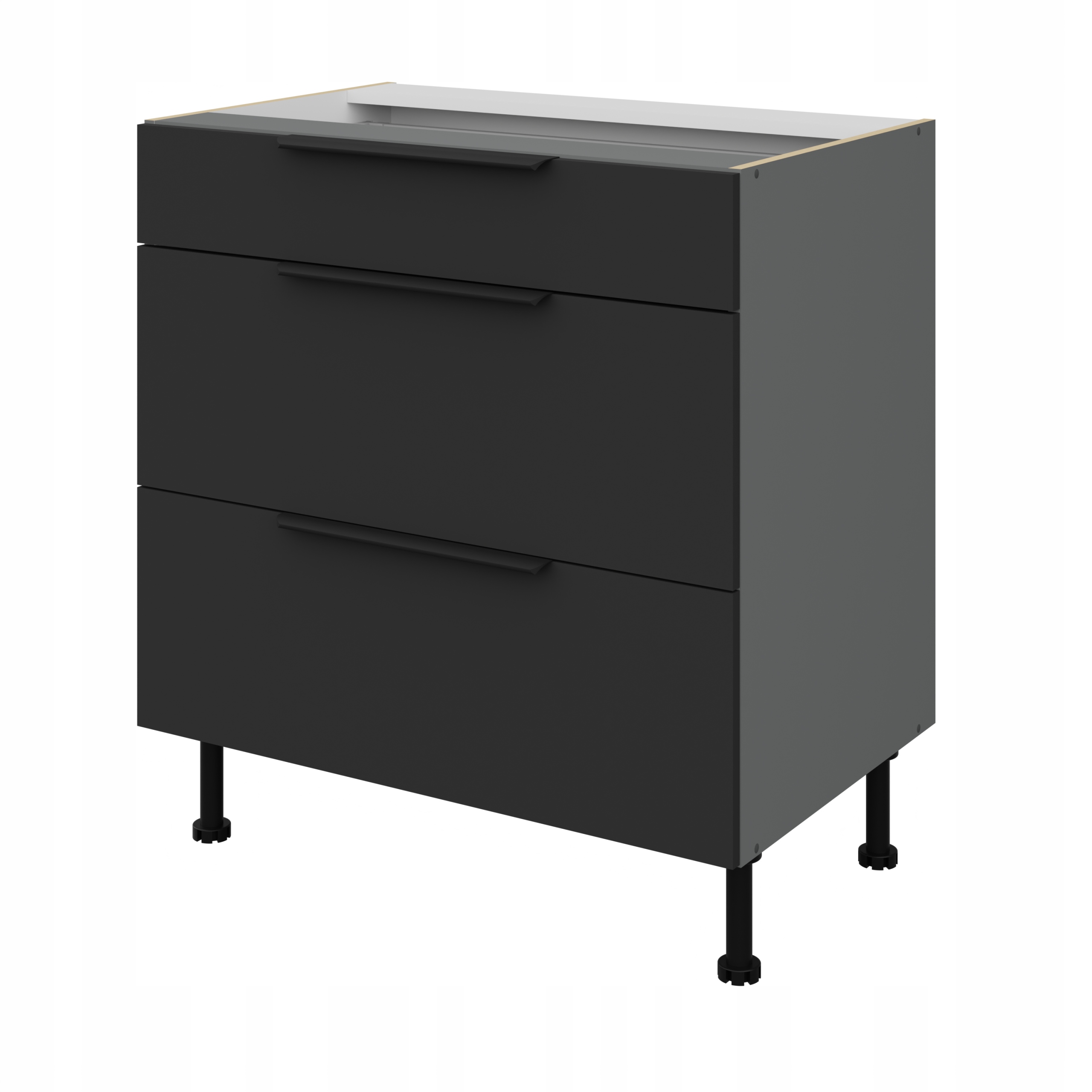Kuchyňská skříňka se zásuvkami 80 cm, kuchyňská skříňka černá matná, Antracit