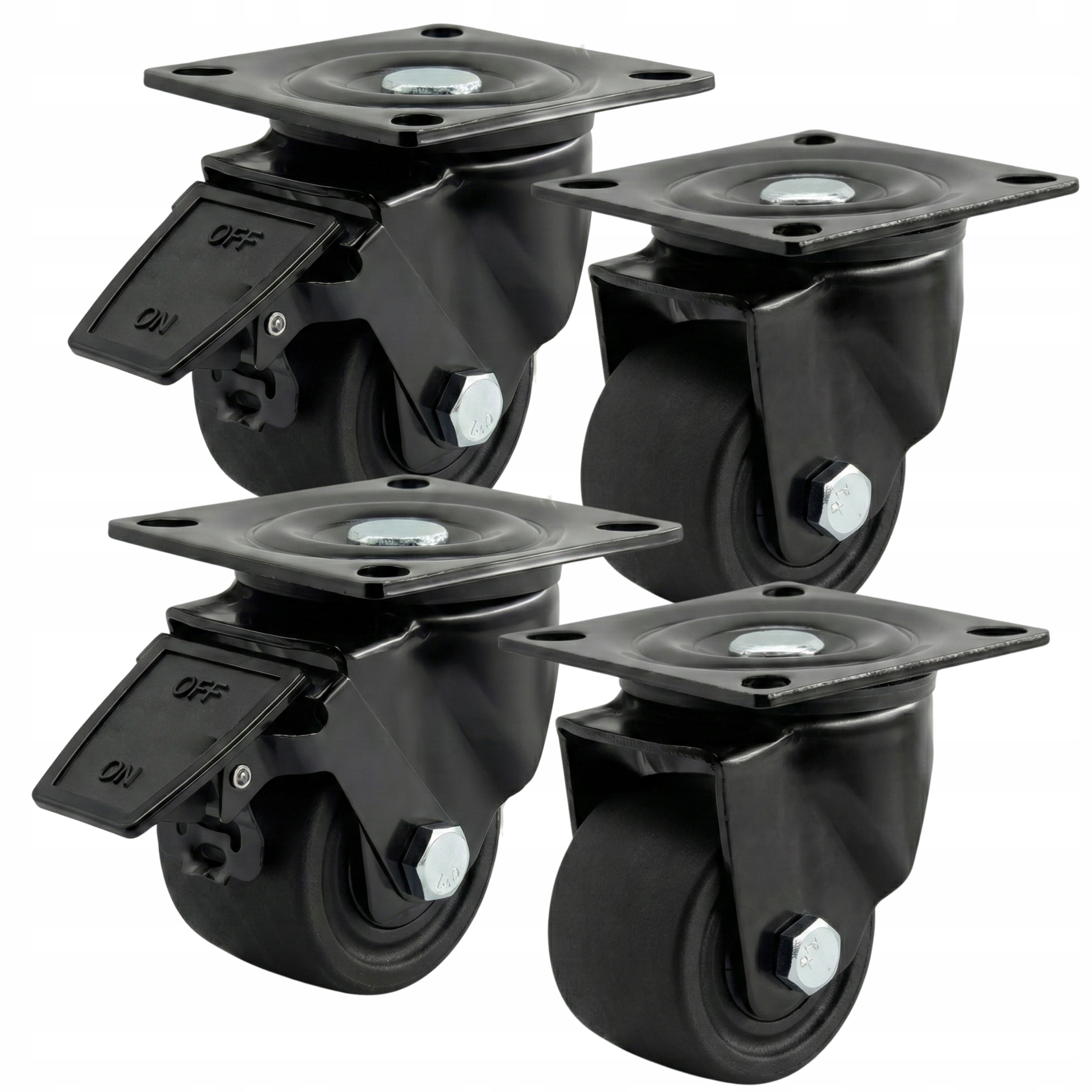 Kolečka 75mm Otočná s Brzdou Set 4ks pro Velké Zatížení 2500KG Silné