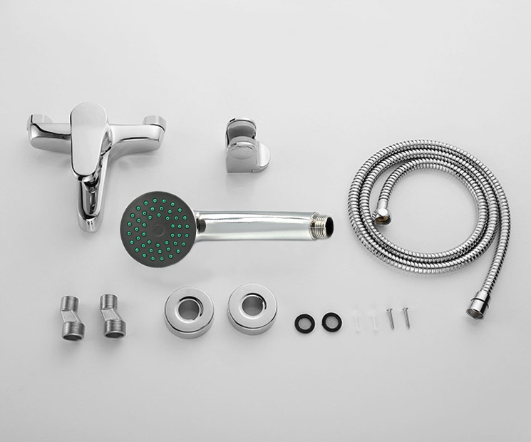 BATERIA WANNOWA PRYSZNICOWA ŚCIENNA KRAN WANNOWO PRYSZNICOWA ZESTAW CHROM Kolor chrom